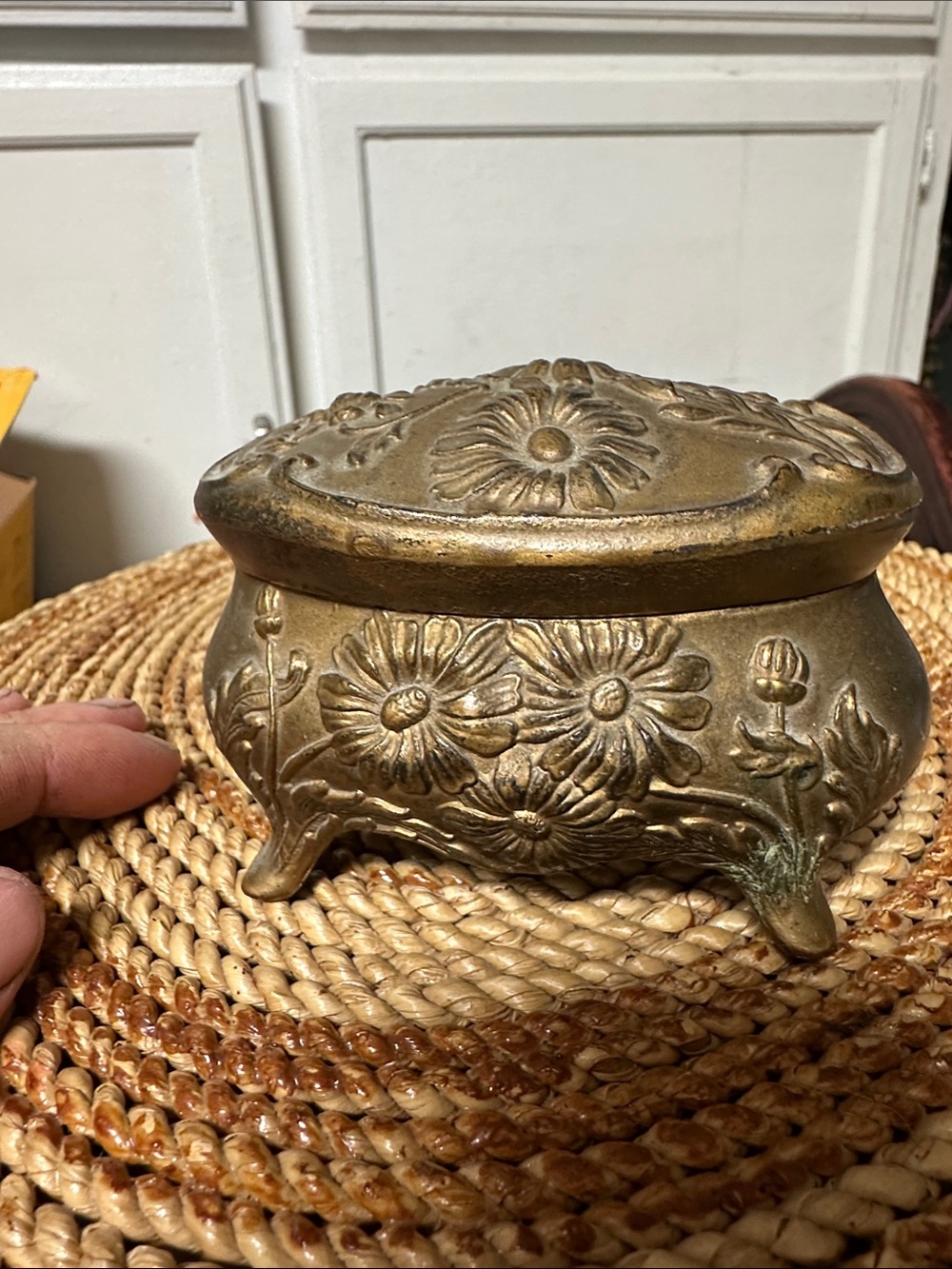 Ornate Floral Decorative Trinket Box - Gold
